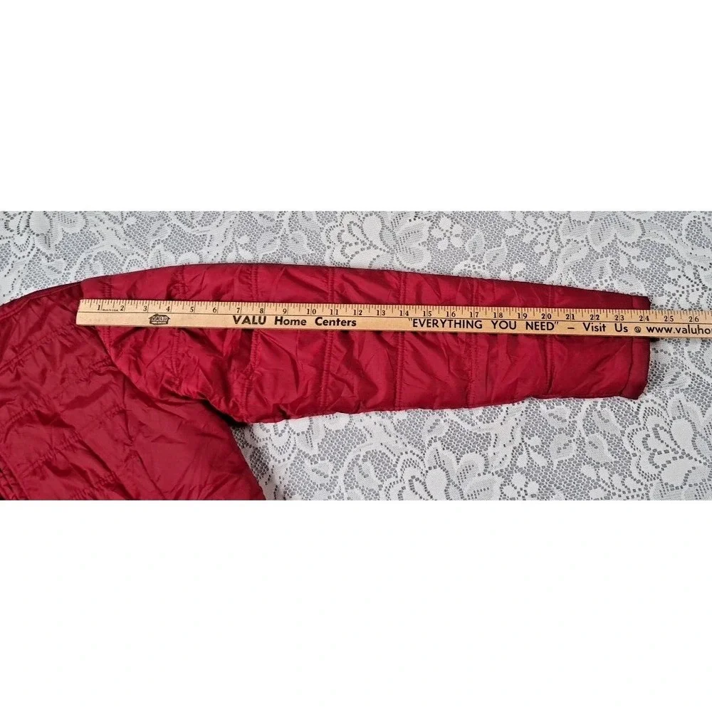 LL Bean Misses Sm Burgundy Red Nylon Fleece Lined Full Zip Winter Jacket Pre-own